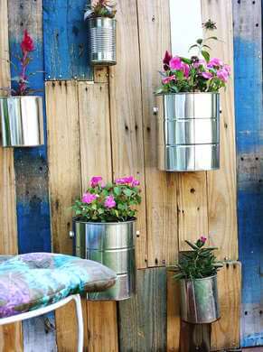 pallets and paint cans garden