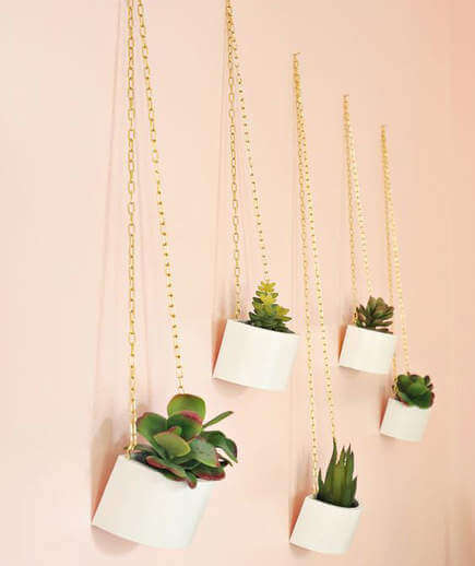 gold chain hanging planters