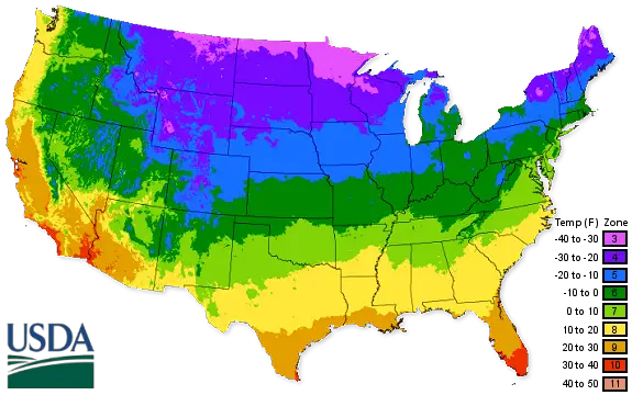 USDA Zones map