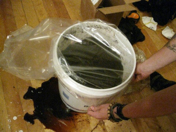 cellophane over mushroom bucket